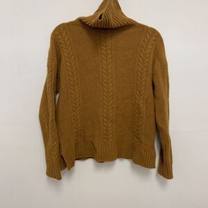 WoolOvers 100% Wool Mockneck Long Sleeve Cable Knit Sweater Orange Size Medium
